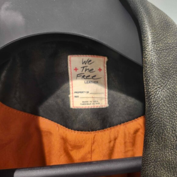 Free People We The Free Jealousy Leather Moto Jacket in distressed vintage black - Picture 5 of 12